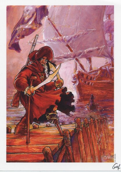 Michel, Le sang du Dragon, Ex-libris offset signé, jambe de bois