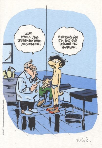 Nicoby, Ex-libris offset signé, Hommage à Franquin et Gaston