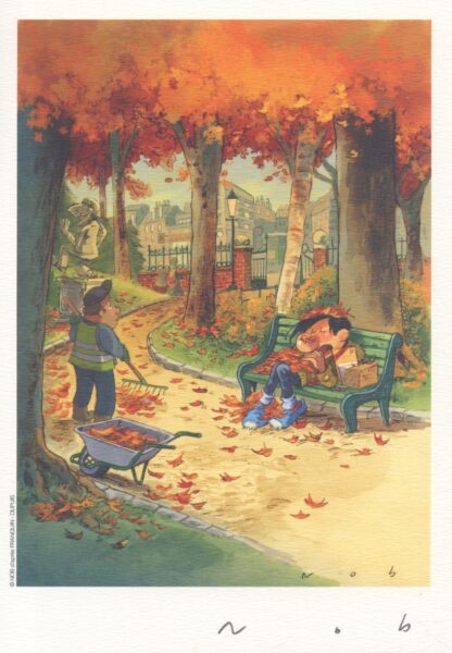Nob, Ex-libris offset signé, Hommage à Franquin et Gaston