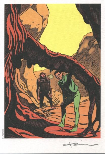 Peeters, Ex-libris signé, Homme et singe fumant