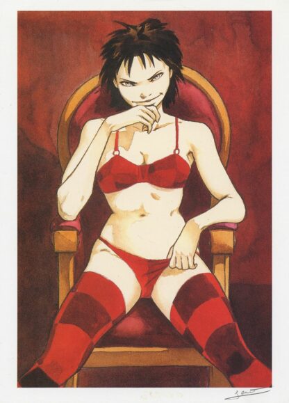 Penet, Marie des loups, Ex-libris offset signé, Marie des loups assise