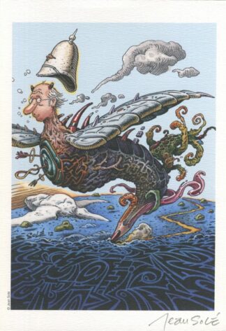 Jean Solé : Ex-libris offset signé : Hommage à Moebius