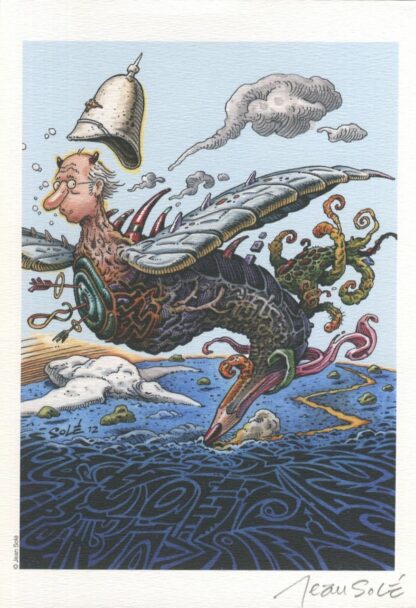 Jean Solé : Ex-libris offset signé : Hommage à Moebius