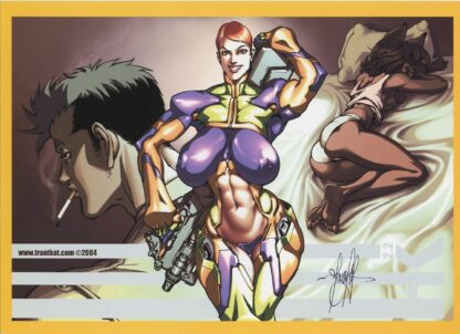 Trankat, Hk, Ex-libris offset signé, Pin-up armée