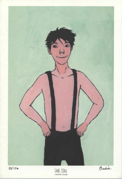 Bodin, Gus le menteur, Ex-libris offset signé, Gus torse nu