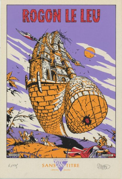 Chabert, Rogon le Leu, Ex-libris sérigraphié signé, La Tour Infernale