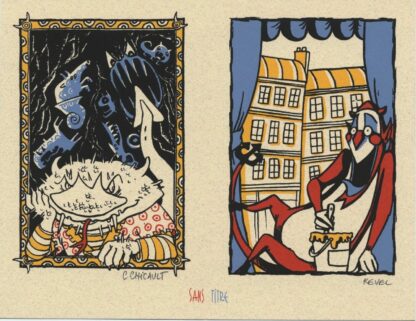Chicault et Revel, Un drôle d'Ange Gardien, Ex-libris sérigraphié signé, Diablerie