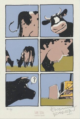 Davodeau, Rural, Ex-libris sérigraphié signé, Vache