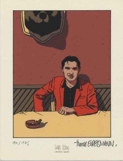 Ehretsman, Station Debout, Ex-libris sérigraphié signé, Homme au cigare