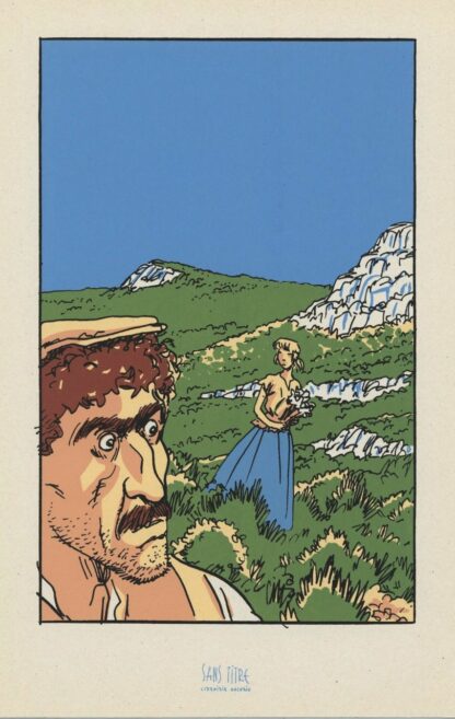 Ferrandez, L'eau des collines, Ex-libris sérigraphié signé, Manon des sources
