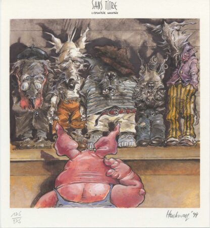 Hausman, Le Loup blanc, Ex-libris offset signé, Suspects