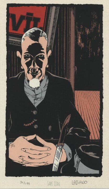 Labiano, Dixie Road, Ex-libris sérigraphié signé, Le couteau