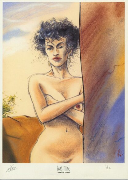 Lax, Azrayen, Ex-libris offset signé, Femme nue