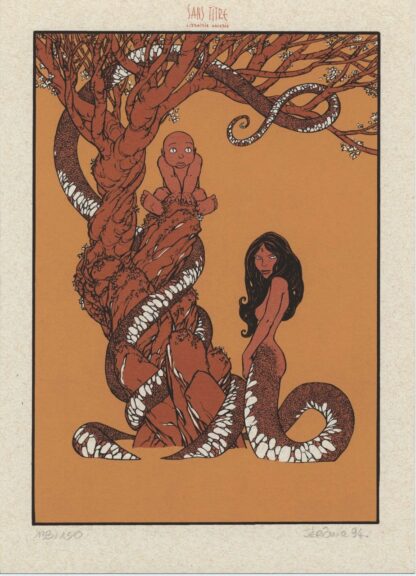 Lereculey, Cairn, Ex-libris sérigraphié signé, Femme serpent