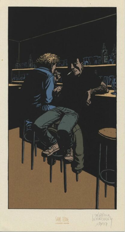 Lereculey, Nuit Noire, Ex-libris sérigraphié signé, Au bar
