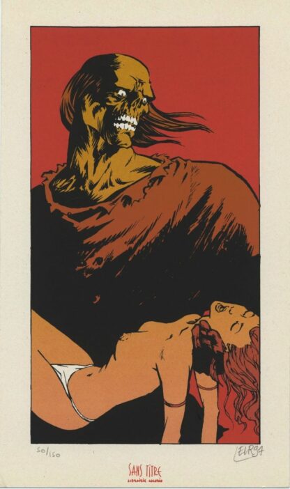 Le Roux, Le Serment de l'Ambre, Ex-libris sérigraphié signé, La belle et le squelette