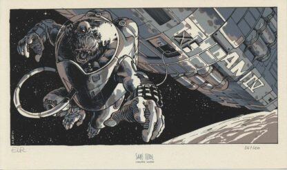 Le Roux, Amenophis IV, Ex-libris sérigraphié signé, Singe dans l'espace