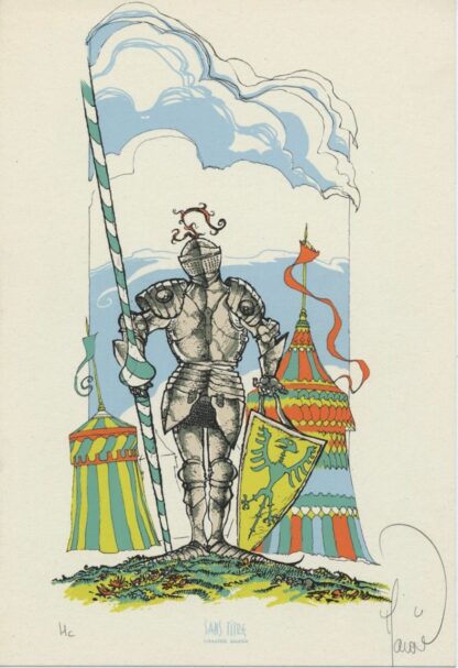 Maiorana, Garulfo, Ex-libris sérigraphié signé, Chevalier