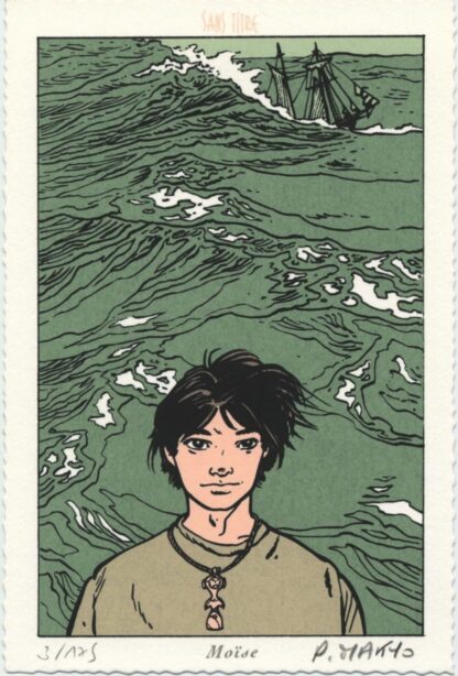 Makyo, Le coeur en Islande, Ex-libris sérigraphié signé, Moïse