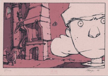 Mazan, Apprendre à frissonner, Ex-libris sérigraphié signé, Cheminée