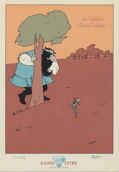 Mazan, Le vaillant petit tailleur, Ex-libris sérigraphié signé, Le géant