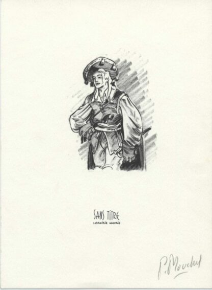 Mouchel, Le Mur de Pan, Ex-libris offset signé, Jeune homme