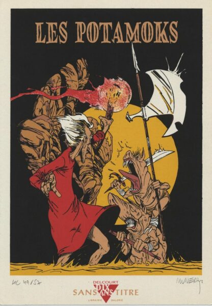 Munuera, Les Patamoks, Ex-libris sérigraphié signé, Dans la caverne