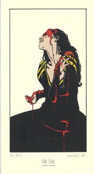 Springer, Terres d'Ombre, Ex-libris sérigraphié signé, Femme ensanglantée