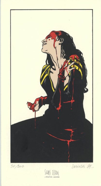 Springer, Terres d'Ombre, Ex-libris sérigraphié signé, Femme ensanglantée