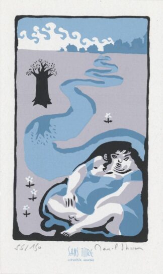 Thérèse près d'une rivière Ex-libris sérigraphié signé par Stassen