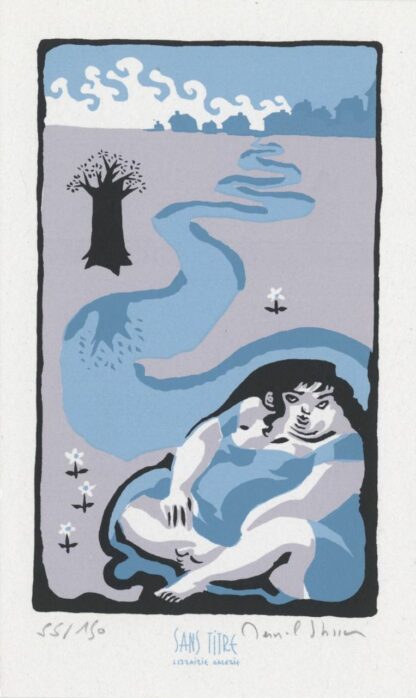 Thérèse près d'une rivière Ex-libris sérigraphié signé par Stassen