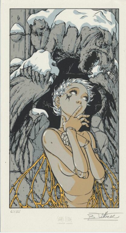 Tillier, Fées et Tendres Automates, Ex-libris sérigraphié signé, Pensive