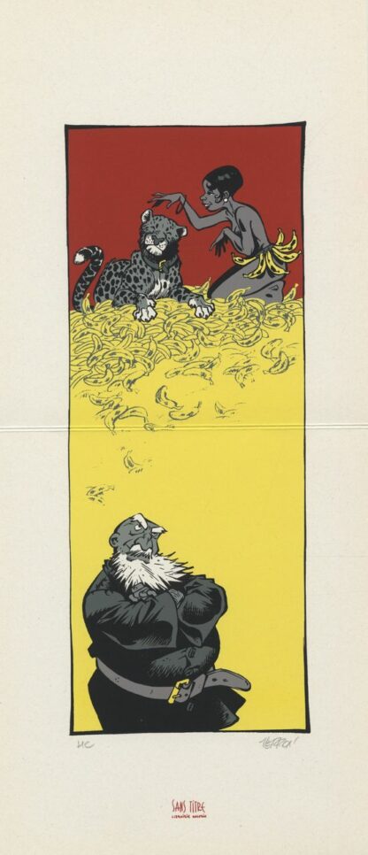 Verron, Odilon Verjus, Ex-libris sérigraphié signé, Joséphine Baker et les bananes