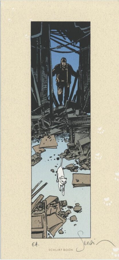Servain, L'esprit de Warren, Ex-libris sérigraphié, Chat blanc