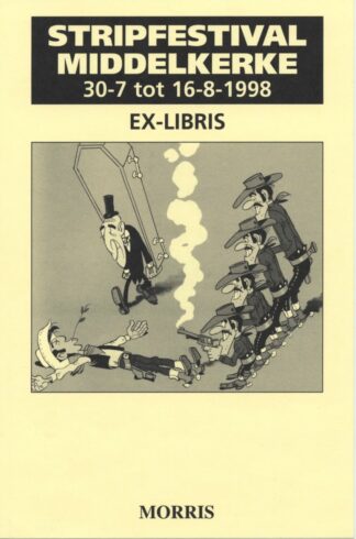 Morris, Lucky luke, Ex-libris offset, Stripfestival Middelkerke, 1998, Lucky Luke mort