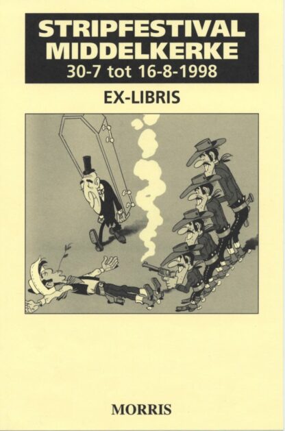 Morris, Lucky luke, Ex-libris offset, Stripfestival Middelkerke, 1998, Lucky Luke mort
