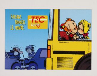Le Petit Spirou : Carte postale publicitaire : 'Faisons bouger le monde'