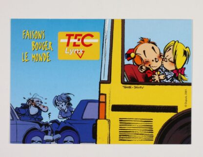 Le Petit Spirou : Carte postale publicitaire : 'Faisons bouger le monde'