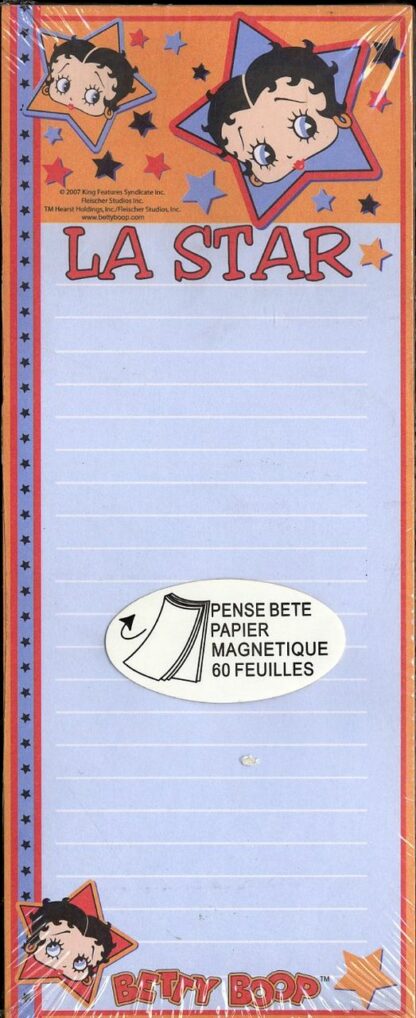 Betty Boop Pense-bête magnétique 'La Star' (60 feuilles)