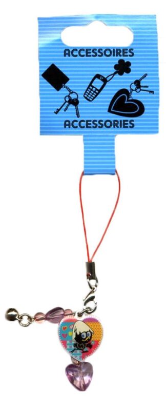 Caliméro : Pendentif métal pour portable "Double coeur"
