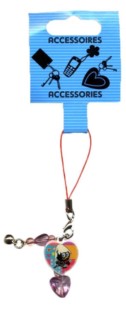Caliméro : Pendentif métal pour portable "Double coeur"