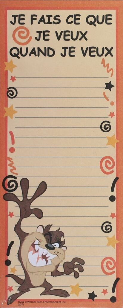 Pense-bête magnétique, Taz : 60 feuilles