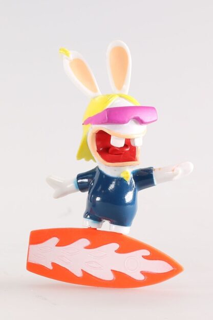 Lapin Crétin, Figurine en plastique, Surfeuse (planche orange)
