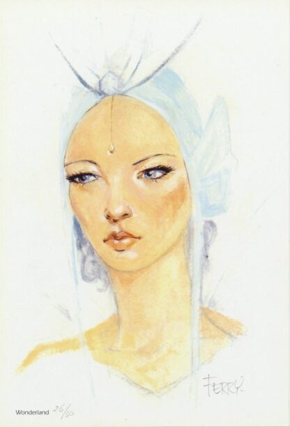 Ferry, Ian Kaledine, Ex-libris offset signé, Princesse