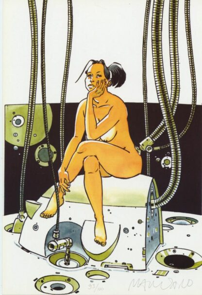 Marvano, La guerre éternelle, Ex-libris offset signé, Femme assise