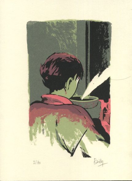 La saison des anguilles : Bailly : Ex-libris sérigraphié signé : Café