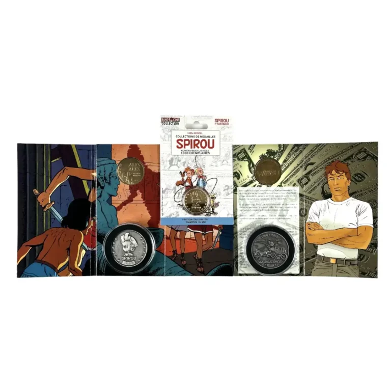 Assortiment de 5 Médailles BD : Spirou et Fantasio (2) Lucky Luke Alix Largo Winch