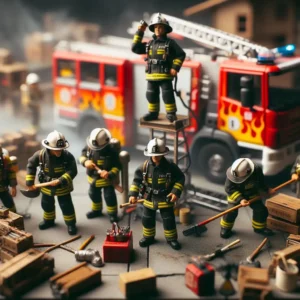 Figurines miniatures de pompiers en métal