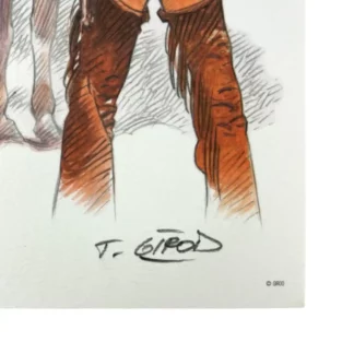 Girod : Ex-libris offset signé : Femme Cow-boy