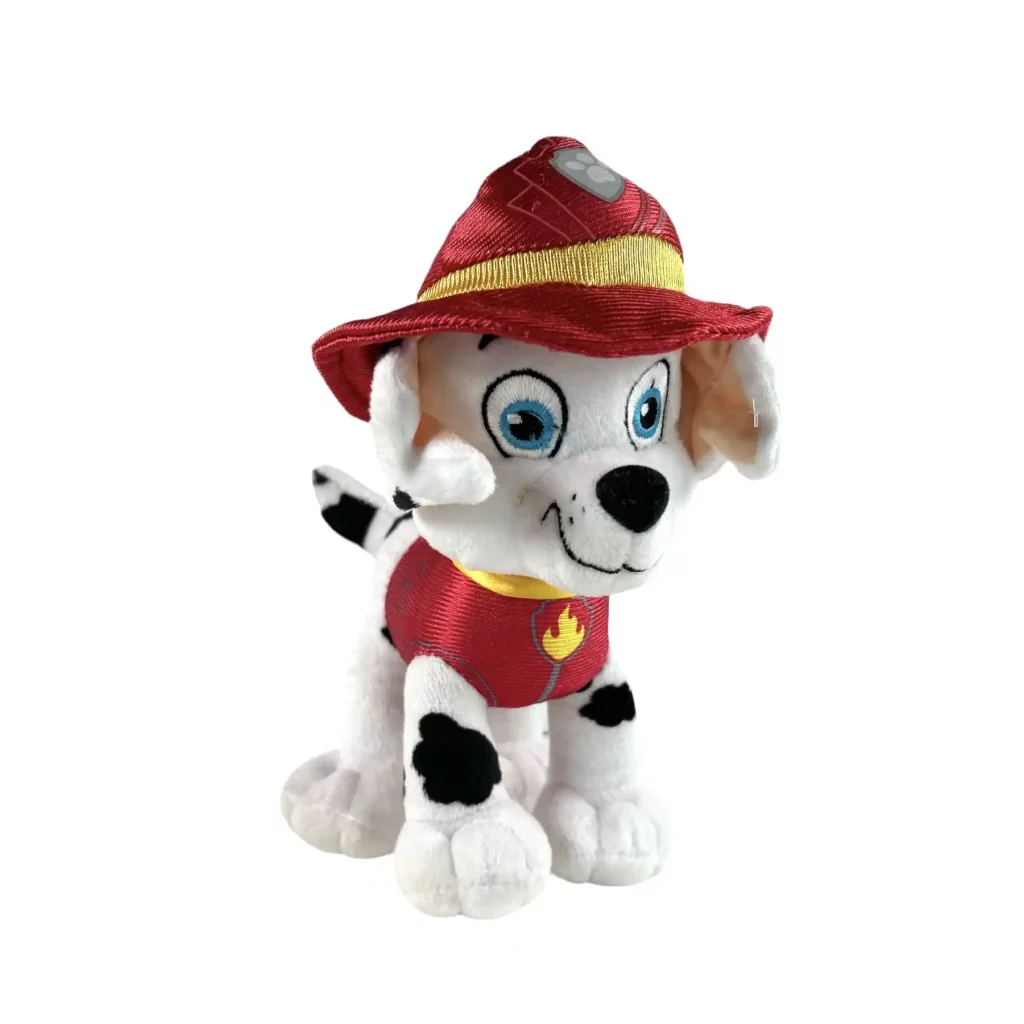 La Pat’ Patrouille Chiot Pompier en peluche pour enfant fille et garçon 19 cm (Marcus)